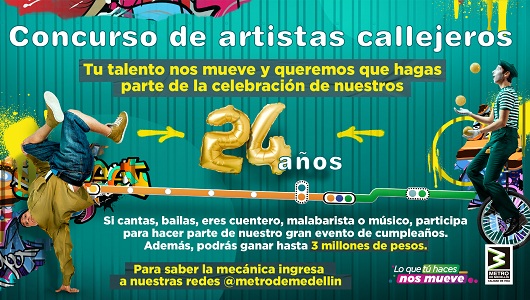 El Metro abrió concurso para que artistas callejeros compartan su talento y celebren 24 años de operación comercial del sistema