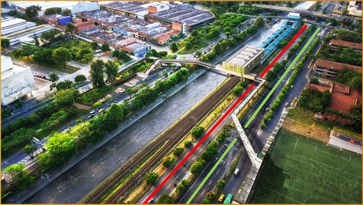 Cierre de la calzada occidental de la Avenida Regional por izaje de tramo de puente peatonal del futuro cabezote Sur de la estación Poblado