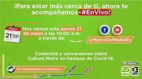 Cultura Metro en tiempos de Covid-19, primer programa del nuevo espacio virtual que el Metro de Medellín estrenará este jueves